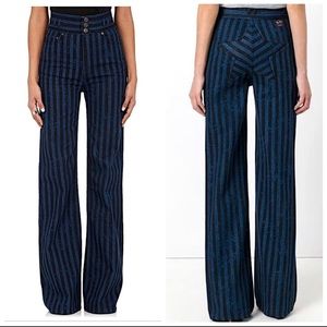 Marc Jacobs | Original 60s MARC JACOBS Striped Bell Bottom Jeans w/ Star Detail